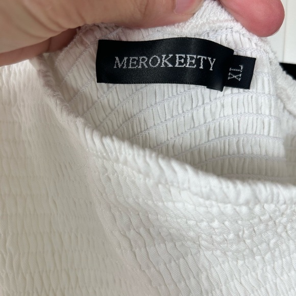 Merokeety One Shoulder Sleeveless Knot Smocked Midi Dress XL Split Tiered Flowy - Picture 5 of 13